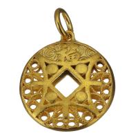 Brass Jewelry Pendants, Flat Round, gold color plated, fashion jewelry & hollow Approx 3.5mm 