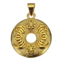 Brass Jewelry Pendants, Flat Round, gold color plated, fashion jewelry & hollow Approx 