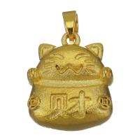 Animal Brass Pendants, Fortune Cat, gold color plated, fashion jewelry Approx 