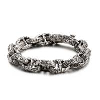 Stainless Steel Chain Bracelets, plated, for man Approx 9.4 Inch 
