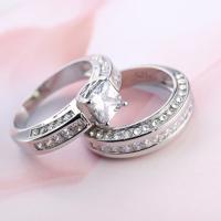 Zinc Alloy Ring Set, finger ring, plated, 2 pieces & micro pave cubic zirconia & for woman 