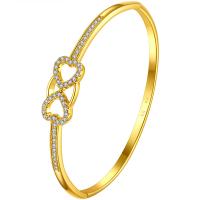 Cubic Zirconia Micro Pave Brass Bracelet, Copper Alloy, gold color plated, micro pave cubic zirconia & for woman & hollow, metallic color plated, 10mm,59mm 