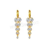 Copper Alloy Lever Back Earring, gold color plated, micro pave cubic zirconia & for woman, metallic color plated 