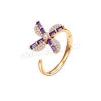 Cubic Zirconia Micro Pave Brass Finger Ring, Copper Alloy, gold color plated, Adjustable & rotatable & micro pave cubic zirconia & for woman 13mm 