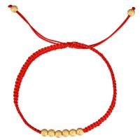 Brass Bracelets, Copper Alloy, with Polyester Cord, gold color plated, Adjustable & for woman, red, 23mm Approx 6.7 Inch 