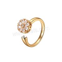 Cubic Zirconia Micro Pave Brass Finger Ring, Copper Alloy, Flower, gold color plated, micro pave cubic zirconia & for woman, metallic color plated, 8mm 
