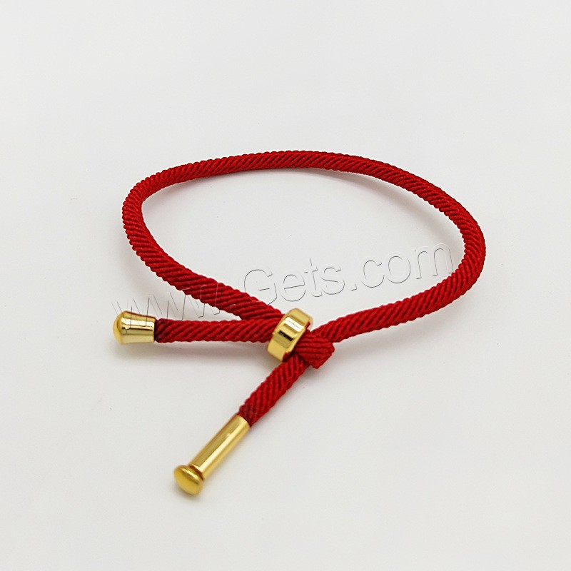 Fashion Jewelry Bracelet, Polyester Cord, with Stainless Steel, gold color plated, Adjustable & Unisex & different size for choice, red, Sold By Strand