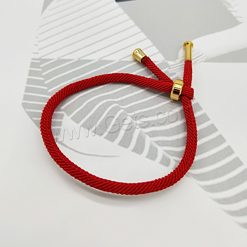 Fashion Jewelry Bracelet, Polyester Cord, with Stainless Steel, gold color plated, Adjustable & Unisex & different size for choice, red, Sold By Strand