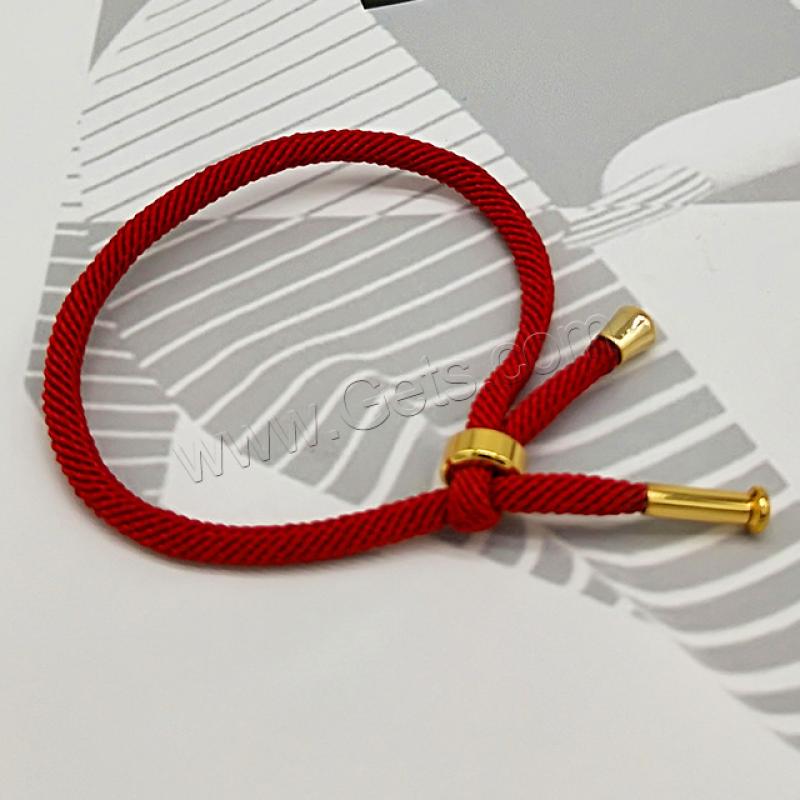 Fashion Jewelry Bracelet, Polyester Cord, with Stainless Steel, gold color plated, Adjustable & Unisex & different size for choice, red, Sold By Strand