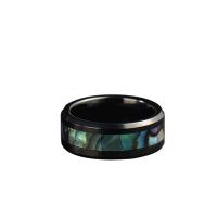 Stainless Steel Finger Ring, with Abalone Shell, plated, fashion jewelry black 