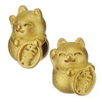 Латунь Бусины, Fortune Cat, плакирован золотом, ювелирные изделия моды отверстие:Приблизительно 5mm, продается PC