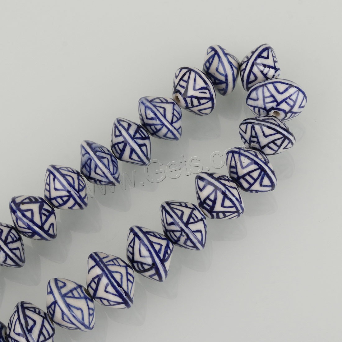 Kunstdruck Porzellan Perlen, verschiedene Größen vorhanden, blau, Bohrung:ca. 1.5mm,2.5mm,3mm, Länge:ca. 13.5 ZollInch, ca. 14 ZollInch, verkauft von Strang