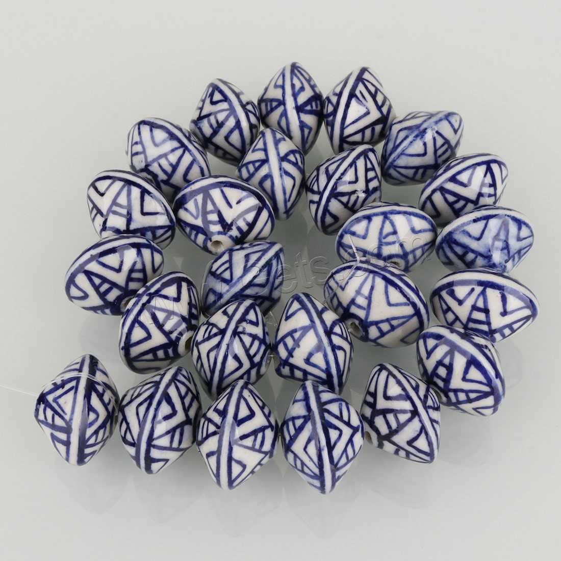 Kunstdruck Porzellan Perlen, verschiedene Größen vorhanden, blau, Bohrung:ca. 1.5mm,2.5mm,3mm, Länge:ca. 13.5 ZollInch, ca. 14 ZollInch, verkauft von Strang