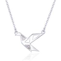 Cubic Zircon Micro Pave Sterling Silver Necklace, 925 Sterling Silver, with 1.18lnch extender chain, Thousand Origami Cranes, plated, oval chain & micro pave cubic zirconia & for woman & hollow Approx 15.7 Inch 