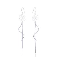 Sterling Silver Drop Earring, 925 Sterling Silver, Flower, platinum plated, for woman & hollow 