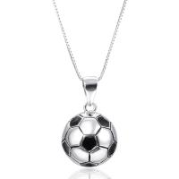 Sterling Silver Jewelry Necklace, 925 Sterling Silver, Football, silver color plated, for woman & enamel 
