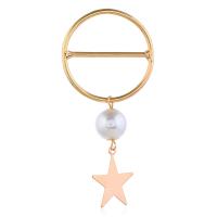 Schal-Schnalle, Zinklegierung, mit Kunststoff Perlen, plattiert, Modeschmuck & für Frau, goldfarben, 35x62mm, verkauft von PC