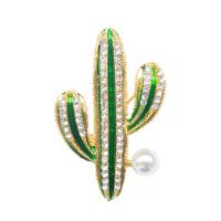 Bijoux broche en Zinc alliage , alliage de zinc, avec perle de plastique, Placage, bijoux de mode & pour femme & avec strass, vert Vendu par PC