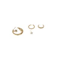 Rhinestone en alliage de zinc bijoux , Boucle d’oreille stud & boucle d'oreille, Placage, 4 pièces & bijoux de mode & pour femme & avec strass, protéger l'environnement, sans nickel, plomb et cadmium, 2.7cm,1.2cm Vendu par fixé