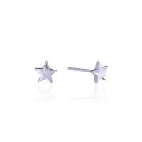 Sterling Silver Stud Earring, 925 Sterling Silver, Star, silver color plated, with plastic earnut & for woman 