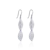 Sterling Silver Drop Earring, 925 Sterling Silver, Leaf, platinum plated, for woman & hollow 