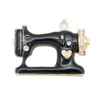 Zinc Alloy Jewelry Brooch, plated, fashion jewelry & for woman & with rhinestone, black 