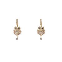 Zinc Alloy Rhinestone Leverback Earring, plated, fashion jewelry & for woman & with rhinestone, golden, 38mm 
