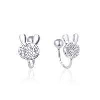 Cubic Zirconia Micro Pave Sterling Silver Earring, 925 Sterling Silver, Cartoon, platinum plated, micro pave cubic zirconia & for woman 