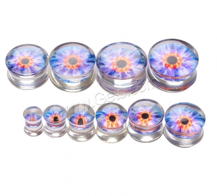 Acrylic Piercing Tunnel, Round, printing, Unisex & different size for choice, mixed colors, Sold By PC