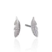 Sterling Silver Stud Earring, 925 Sterling Silver, Feather, silver color plated, with plastic earnut & fashion jewelry & for woman 
