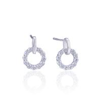 Cubic Zirconia Micro Pave Sterling Silver Earring, 925 Sterling Silver, Donut, silver color plated, micro pave cubic zirconia & for woman & hollow 