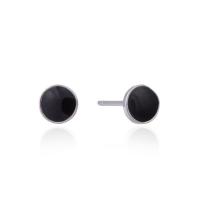 Sterling Silver Stud Earring, 925 Sterling Silver, Flat Round, platinum plated, with plastic earnut & for woman & enamel 