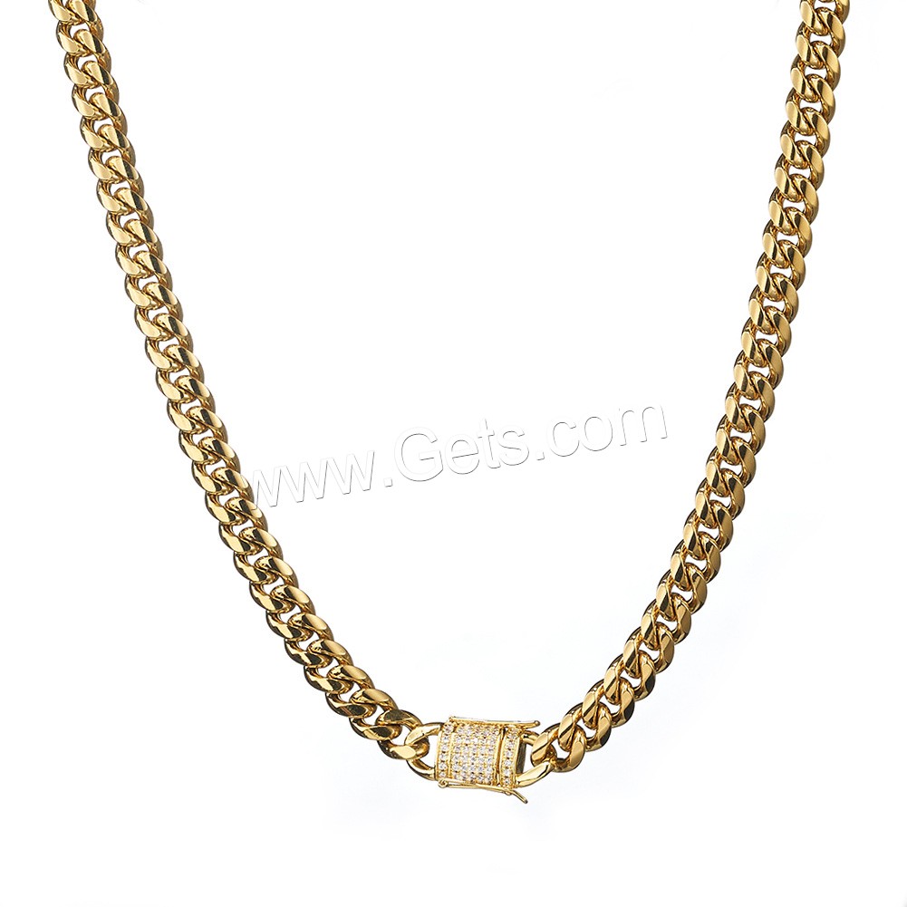 Stainless Steel Sweater Chain Necklace, gold color plated, different size for choice & for man & with rhinestone, metallic color plated, Sold By Strand