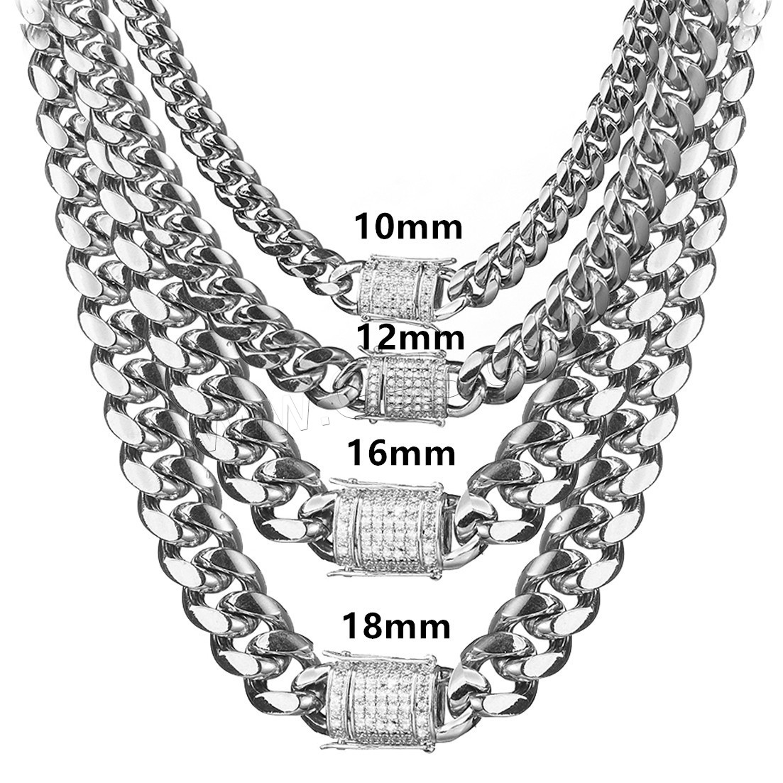Нержавеющая сталь свитер цепи ожерелье, нержавеющая сталь, Другое покрытие, разный размер для выбора & Мужский & со стразами, плакирование металлическим цветом, продается PC