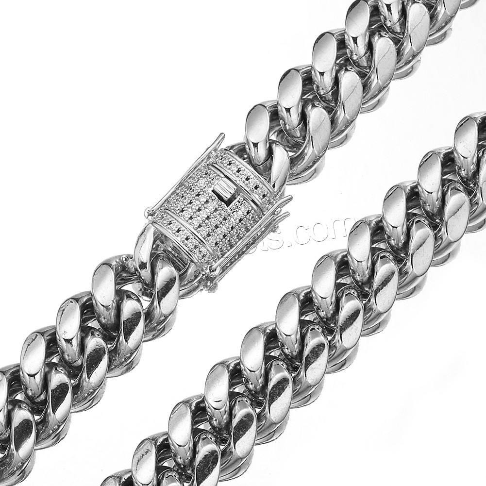 Edelstahl -Strickjacke-Ketten -Halskette, plattiert, verschiedene Größen vorhanden & für den Menschen & mit Strass, metallische Farbe plattiert, verkauft von PC