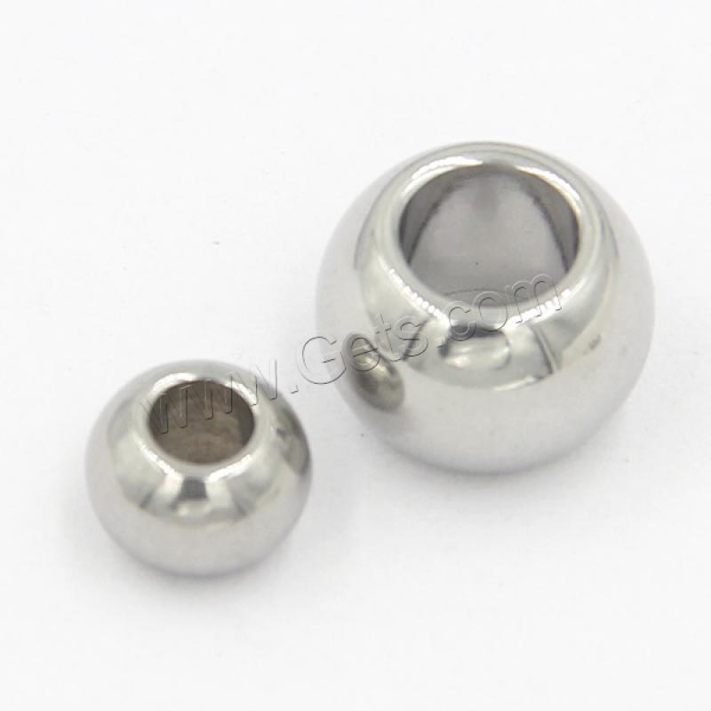 Stainless Steel Beads, Round, polished, DIY & different size for choice, original color, Sold By PC
