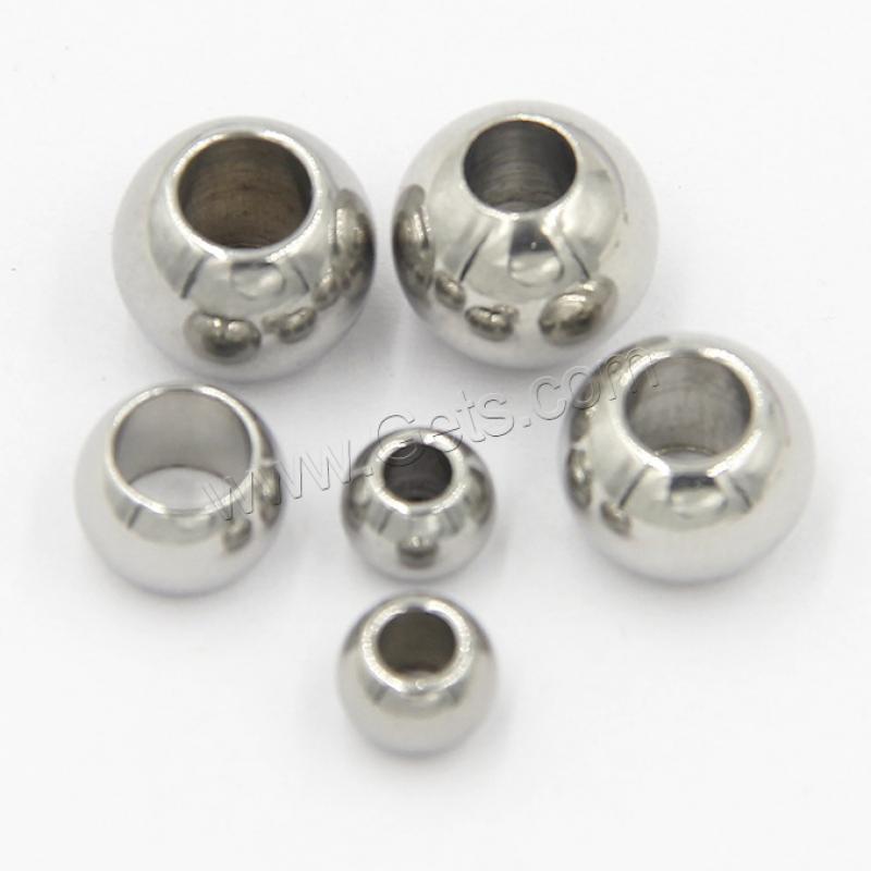 Stainless Steel Beads, Round, polished, DIY & different size for choice, original color, Sold By PC