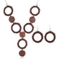 Fashion Zinc Alloy Jewelry Sets, earring & necklace, plated, 2 pieces & fashion jewelry & for woman nickel, lead & cadmium free 9.5cm 