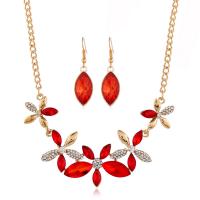 Rhinestone Zinc Alloy Jewelry Set, earring & necklace, plated, 2 pieces & fashion jewelry & for woman & with rhinestone nickel, lead & cadmium free 0c4cm 
