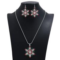 Rhinestone Zinc Alloy Jewelry Set, earring & necklace, plated, 2 pieces & fashion jewelry & for woman & with rhinestone nickel, lead & cadmium free 0c 