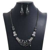 Rhinestone Zinc Alloy Jewelry Set, earring & necklace, plated, fashion jewelry & for woman & with rhinestone nickel, lead & cadmium free 5.2cm 