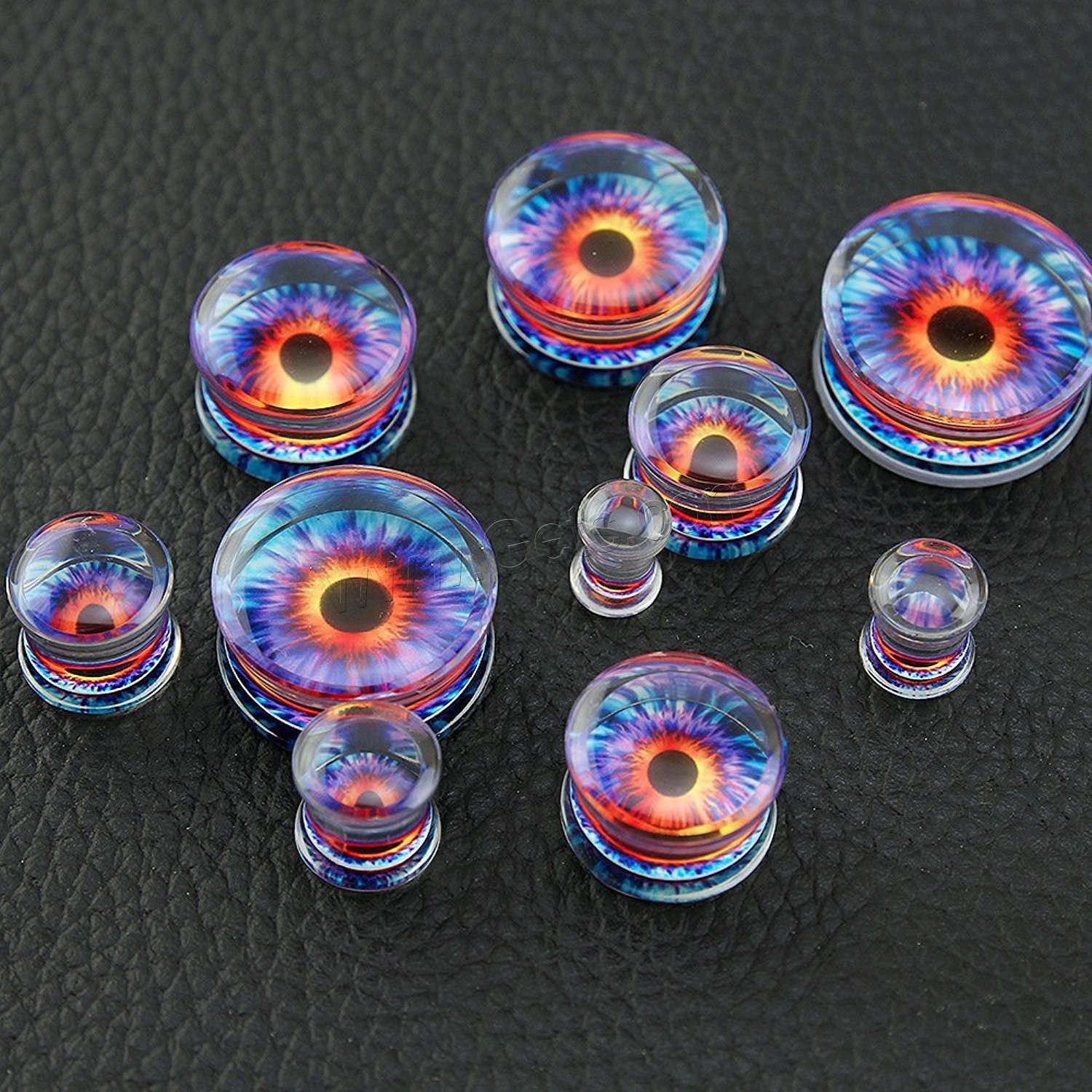 Acrylic Piercing Tunnel, Round, printing, Unisex & different size for choice, mixed colors, Sold By PC