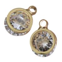 Cubic Zirconia Brass Pendants, real gold plated, with cubic zirconia Approx 2mm 