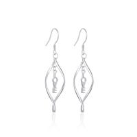 Sterling Silver Drop Earring, 925 Sterling Silver, Alphabet Letter, platinum plated, for woman & hollow 