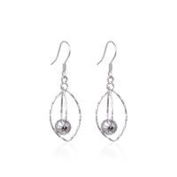 Sterling Silver Drop Earring, 925 Sterling Silver, Geometrical Pattern, platinum plated, for woman & hollow  