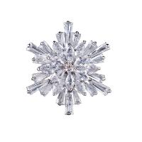 Cubic Zirconia Brooch, Brass, Snowflake, plated & micro pave cubic zirconia & for woman 
