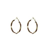 Zinc Alloy Hoop Earring, with PU Leather, plated, fashion jewelry & for woman, nickel, lead & cadmium free, 50mm 