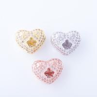 Brass Spacer Beads, with Cubic Zirconia, Heart, Unisex 