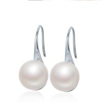 Sterling Silver Pearl Drop Earring, 925 Sterling Silver, with Freshwater Pearl, Round, plated, fashion jewelry & for woman 