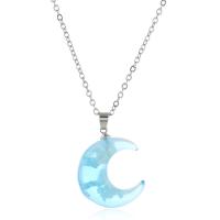 Resin Zinc Alloy Necklace, with Zinc Alloy, Moon, for woman Approx 19.7 Inch 